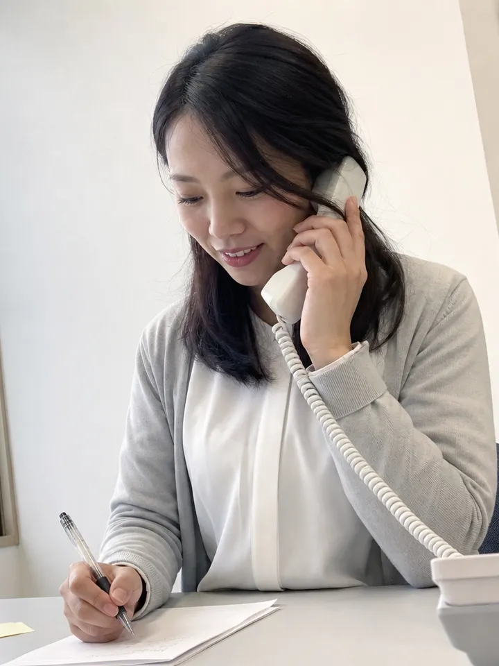電話で登録希望者の相談に応じるコーディネーター